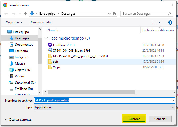 "Ventana de windows a traves de la cual debe elegir la ubicación de descarga del archivo"
